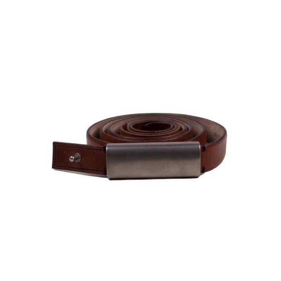 BRUNELLO CUCINELLI dark brown leather thin belt